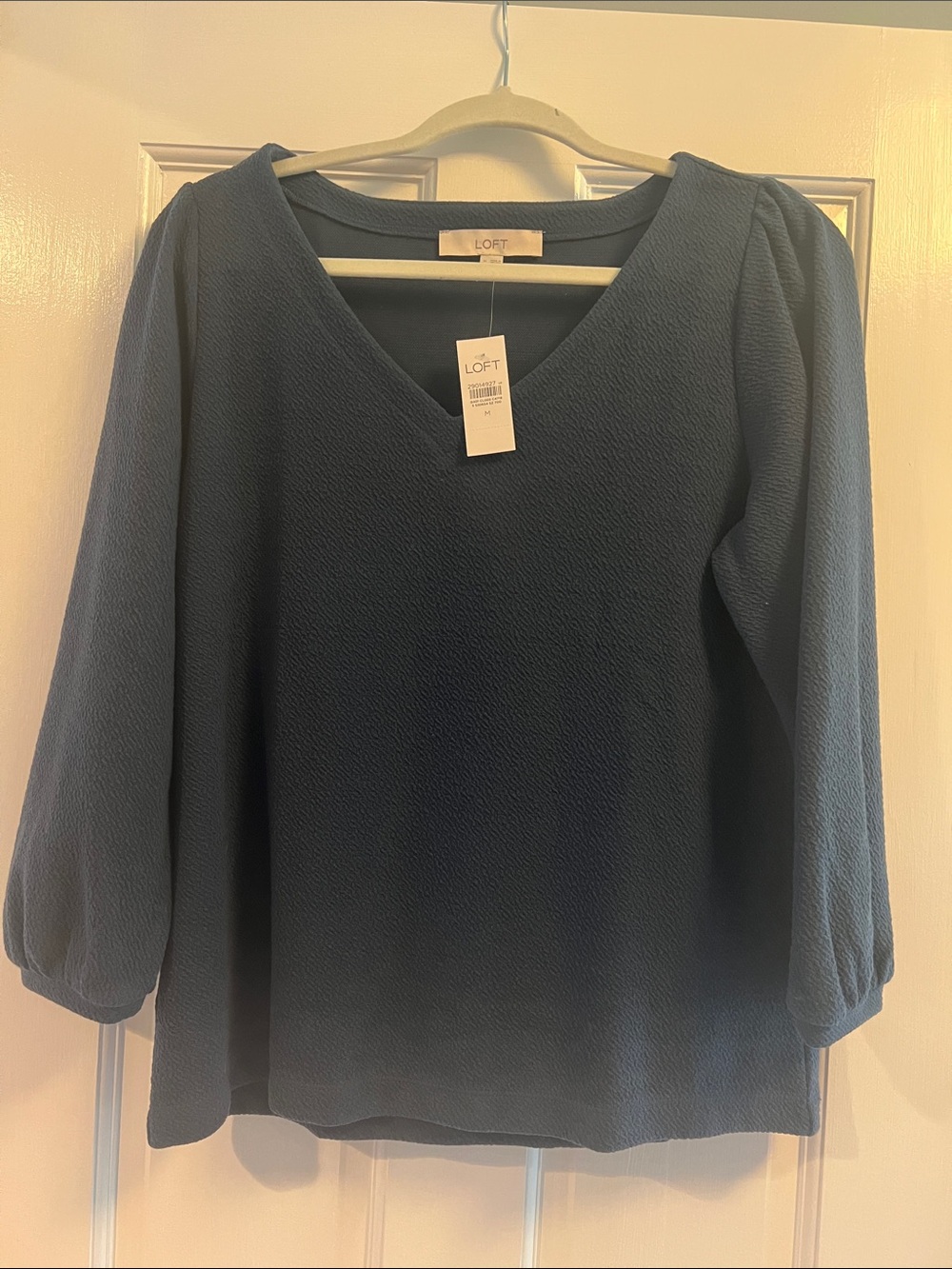 LOFT Dark Navy Textured V-Neck top